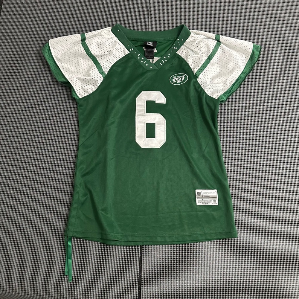Reebok New York Jets Mark Sanchez 6 Jersey‎ Womens Large Green Rhinestone NFL